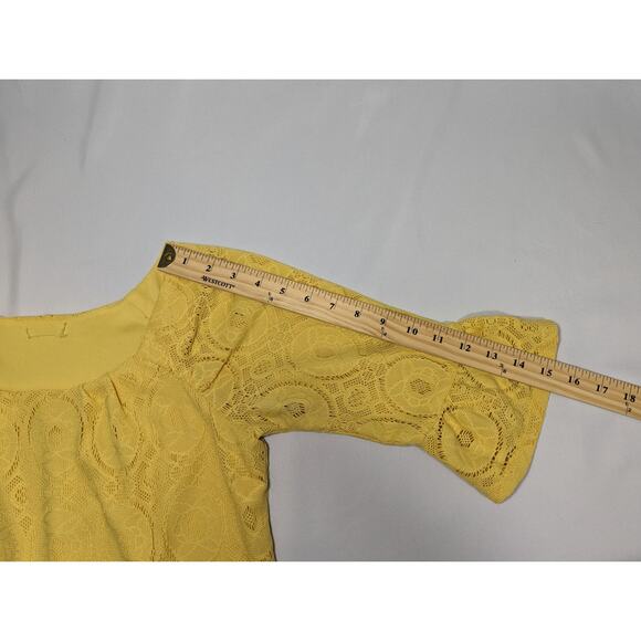 Beautiful Lace Overlay Half-Sleeve Dress Yellow XS - Picture 5 of 6